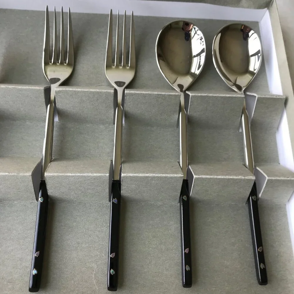 New Wajima Nuri  set, pearl of mother inlay, Artisan Handcrafted, Japan